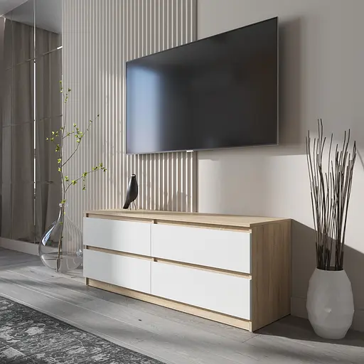 Тумба под телевизор Vays R-6, 4 ящика без ручек, ЛДСП, 140×40×53 см - фото 8