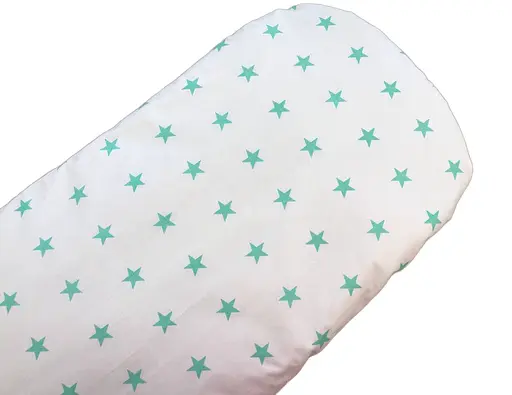 Простынь хлопковая Moontime в коляску "Звезды мятные на белом" - фото 1