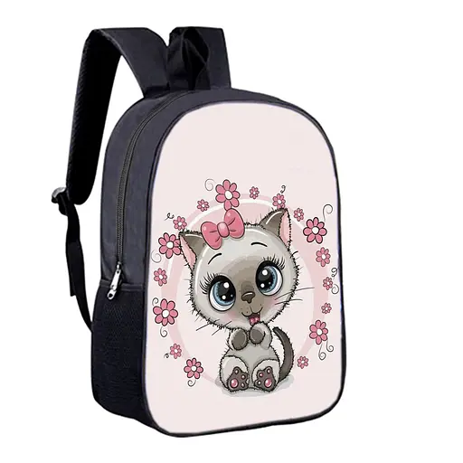 Рюкзак детский с котом 34х27 см, ранец городской с котиком для мальчика, девочки (00491)
