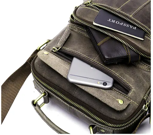 Сумка чоловіча вертикальна шкіряна Vintage 27х21х6 см sum0028947 - фото 10