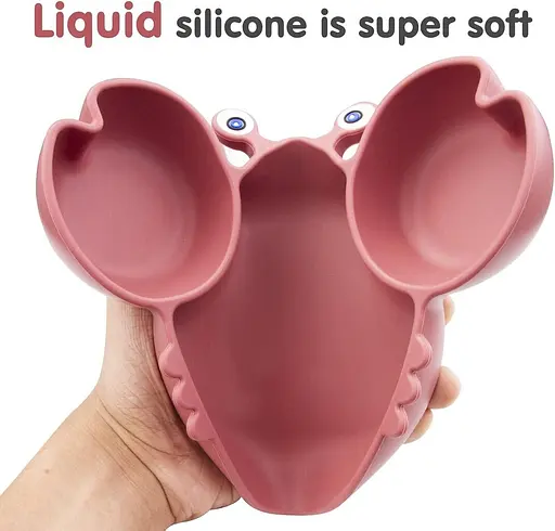 Набор детской силиконовой посуды для первого прикорма на присосках 9 предметов Краб Red (18978) - фото 2