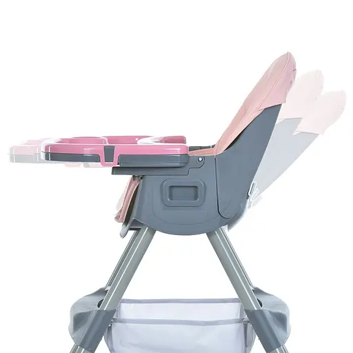 Стульчик для кормления M 5722 трансформер с 3 положениями спинки, 5-точечный ремень, экокожа, до 20 кг, Серый с розовым - фото 6