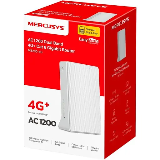 Маршрутизатор Mercusys MB230-4G AC1200, 4G/LTE, 1xGE LAN, 1xGE WAN (MB230-4G) - фото 3