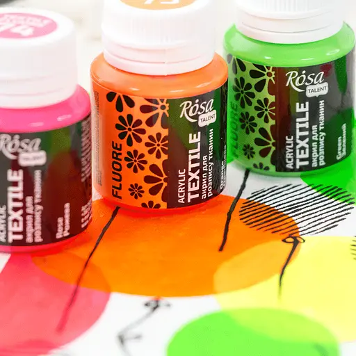 Фарба акрилова для тканин Жовта флуоресцентна 20 мл Rosa Talent - фото 4