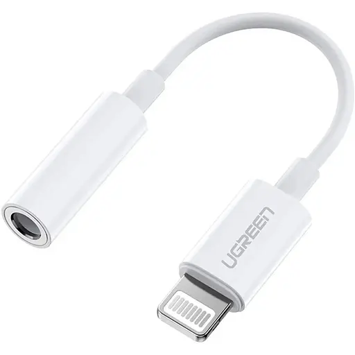 Перехідник Ugreen Lightning 3.5 mm 10cm Headphone Jack Adapter Model US212 Білий