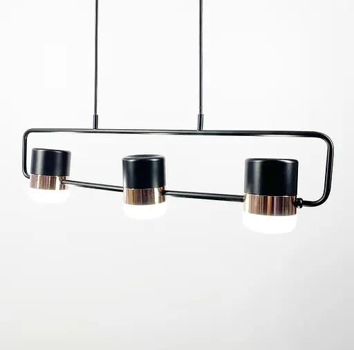 Підвісний світильник SEED на 3 плафони розміром 65х12 см | Арт. H 9805/3 BK | Line F - фото 2
