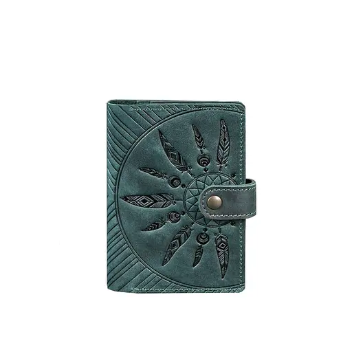 Женская кожаная обложка для паспорта 3.0 Инди зеленая - фото 7