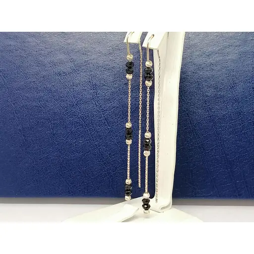 Золоті сережки-протяжки Столична Ювелірна Фабрика з оніксом. 107290О - фото 3