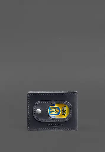 Кожаная обложка для удостоверения участника боевых действий с карманом для жетона синяя Crazy Horse - фото 5