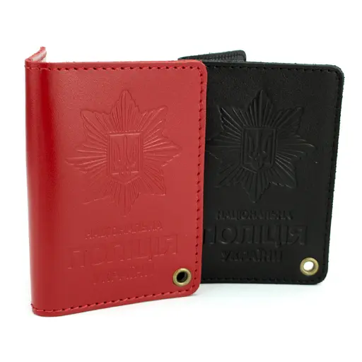 Обложка на удостоверение Национальной полиции Украины кожаная красная - фото 4