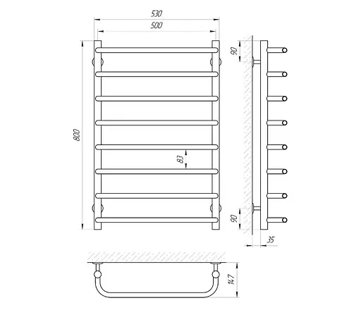 Електрична рушникосушка Laris Стандарт П8 500x800 Е 73207023 - фото 5