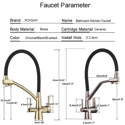Кухонный смеситель Blide ZeroTwo с подключением к фильтру Осмос (Черный) - фото 3