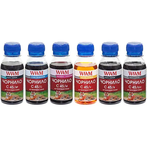 Комплект чорнил WWM Canon CL-441/446/94, CLI-451, 2xBlack, Gray, Cyan, Magenta, Yellow, 6x100 мл (C45SET-6)