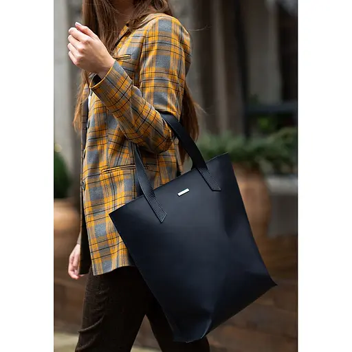 Шкіряна жіноча сумка шоппер D.D. темно синя - фото 10