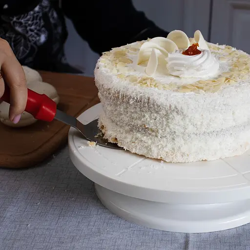 Шпатель скребок лопатка для теста из нержавеющей стали с пластиковой ручкой 25 см, Kitchen Master Красный 85287 - фото 6