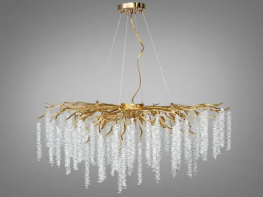 Дизайнерська новинка, кришталева люстра Гліцинія, 14 ламп, золото - фото 3