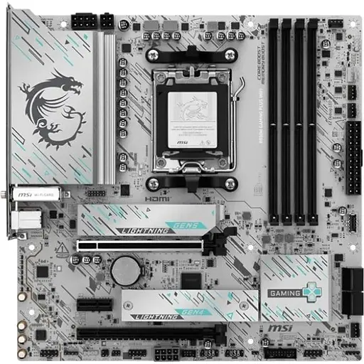 Материнская плата MSI AM5 B850M Gaming PLUS WIFI, B850, 4xDDR5, Int.Video (CPU), 4xSATA3, 2xM.2, 1xPCI-E 5.0 x16, 1xPCI-E 4.0 x16, 1xPCI-E 3.0 x1, ALC897, 8126 5G, WiFi 7, Bluetooth 5.4, 11xUSB 3.2 / 4xUSB 2.0, HDMI/DP, MicroATX