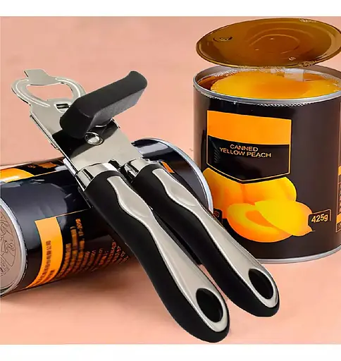 Консервный нож открывалка для консерв и бутылок 2в1 консервооткрыватель нержавеющая сталь пластик 23 см, Kitchen Master Черный 86666 - фото 7