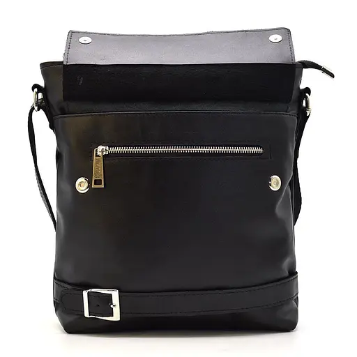 Шкіряна чоловіча сумка через плече чорна TARWA 29х31х8 см sum0028302 - фото 4