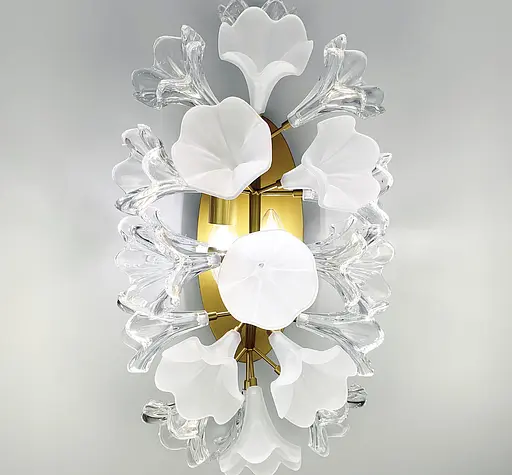 Бра с декоративными цветами на корпусе из прозрачного и белого матового стекла Line F Арт. W9003 - фото 3