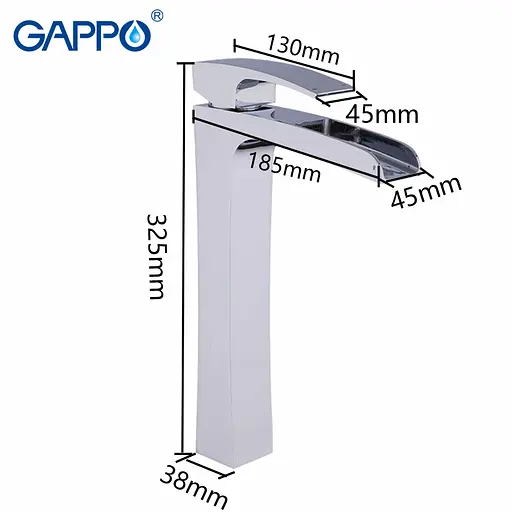 Смеситель для умывальника высокий водопад гайка Ø25 Gappo Jacob 1/8 G1007-21, Хром - фото 6