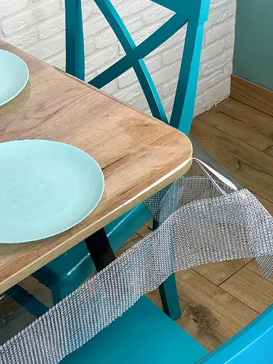 Скатертина силіконова зі срібною стразовою стрічкою 400х160 см - фото 7