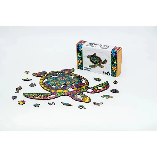 Фигурный деревянный пазл A4 Довголітня Черепаха PuzA4-01739, 68 деталей - фото 2