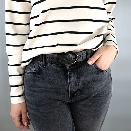 Ремень женский кожаный батальный SF-3533 черный (180 см) - фото 9