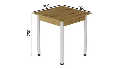 Стол кухонный Ferrum-decor Агата 75x70x70 Белый ДСП Дуб Артизан 16мм (FRD-105669) - фото 3