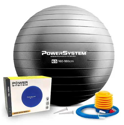 М'яч для фітнесу (фітбол) Power System PS-4012 Ø65 cm PRO Gymball Black (4012BK-0) - фото 1