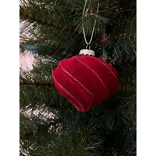 Ялинкова кулька Chomik Дзиґа велюр 8 см червона (5900779882034_3) - фото 2