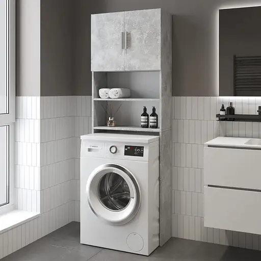 Тумба под стиральную машину VAYS M-107 бетон 64×25×190 см