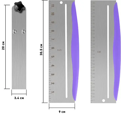 Шпатель резак для теста из нержавеющей стали делитель теста кулинарный с линейкой 30 см с регулировкой размера, Kitchen Master Серый 86147 - фото 5