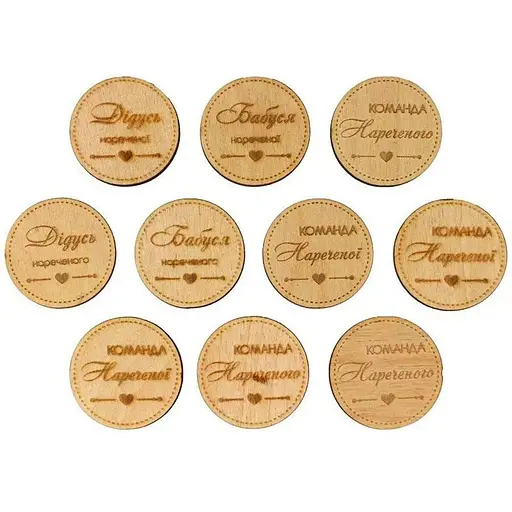 Заготовки значки Rosa Talent Весілля 1 фанера 4 см 10 шт