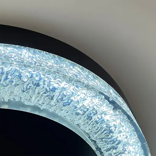 Стельовий чорний світильник із текстурною акриловим розсіювачем Ø 57 см | Line F | Арт. MJ316-600 BK+CL - фото 5