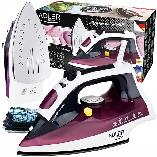 Праска Adler AD 5022, 3000 Вт, підошва з нержавіючої сталі, паровий удар 65 г/хв 1 шт. білий (30213-IS) - фото 8