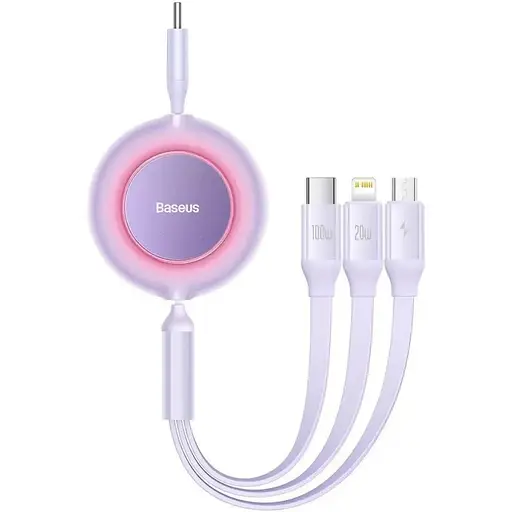 Кабель Baseus Bright Mirror 2 Series 3-in-1 (Micro USB+Lightning+Type-C) 100W (1.1m) purple