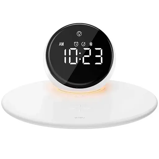 БЗП WIWU Wi-W017 15W Wireless Charger+Digital Alarm+Bluetooth Speaker White - фото 2