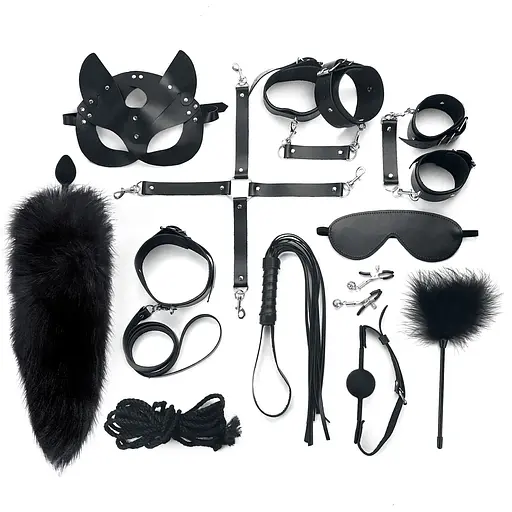 Набір Art of Sex - Maxi BDSM Set LeaTher, 13 предметів, натуральна шкіра, Чорний