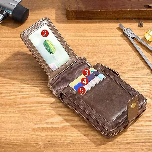 Мужской кошелек кожаный на кнопке BULL 12х9.5х2.5 см acs0032116 - фото 6