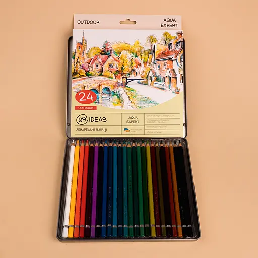 Набор карандашей акварельных 99IDEAS "Aqua Expert" 24 цвета, Outdoor, металлическая коробка, 99AE-24OUTD - фото 4