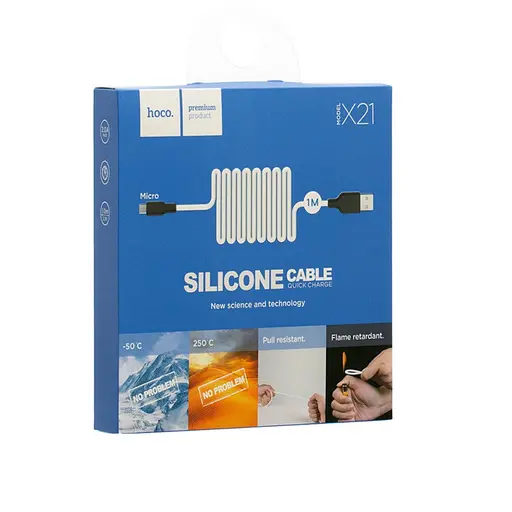 Кабель Hoco X21 Silicone Micro charging cable Чорний Білий - фото 2