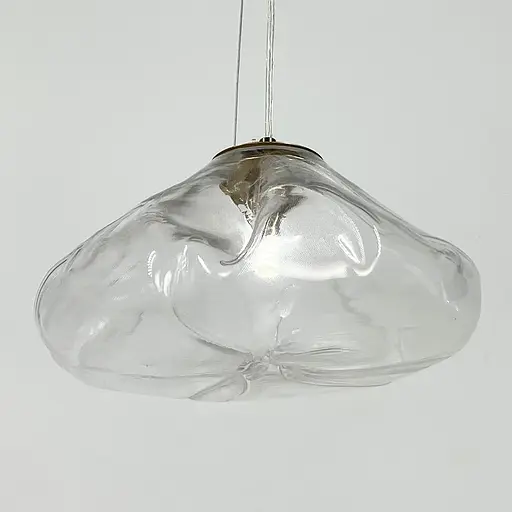 Скляний прозорий підвіс з легкими вигинами у латунному корпусі Ø 30 см | Line F | Арт. MJ82-300 AB+CL - фото 2