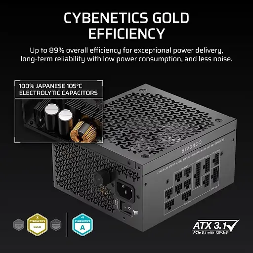Блок питания Corsair RM1000x 1000W ATX 3.1 80+ Gold (CP-9020300-EU) - фото 6