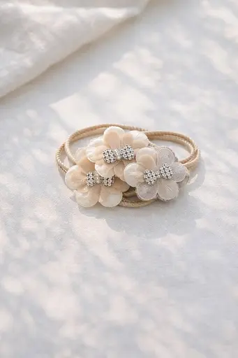 Набір гумок із текстильними квітами 20 шт - фото 3