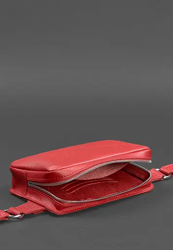 Шкіряна жіноча поясна сумка Dropbag Mini червона - фото 7