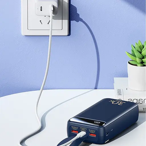 Павербанк Remax Bole Series RPP-522 / 30000мАч / до 22,5 Вт / USB-C+USB-A+microUSB / PD+QC / з ліхтариком / Темно-синій - фото 4