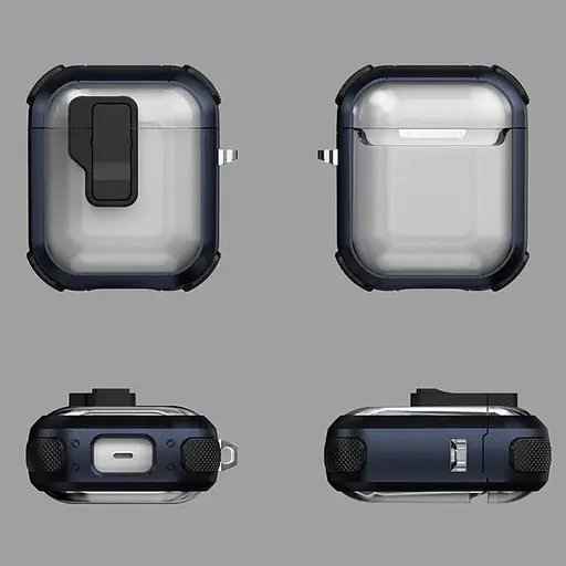 Футляр протиударний Locking Button для навушників Airpods 1/2 Blue - фото 2