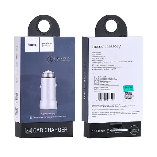 Адаптер автомобильный Hoco Z4 | 1USB, 2А, QC2.0 | - фото 2