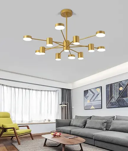 Светодиодная люстра Меркурий 8911 (Золотая) на 6+6 плафонов